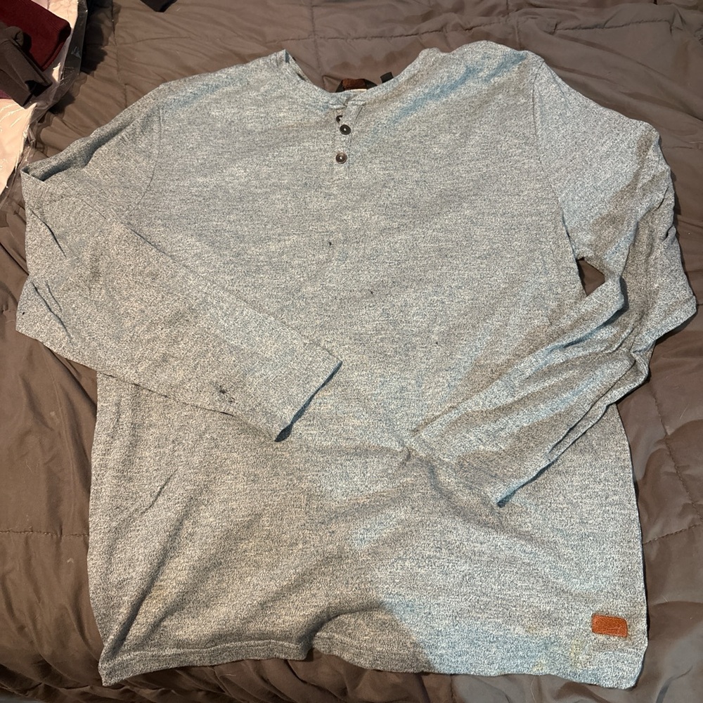 Gray Long Sleeve Tees Soft Cotton Casual